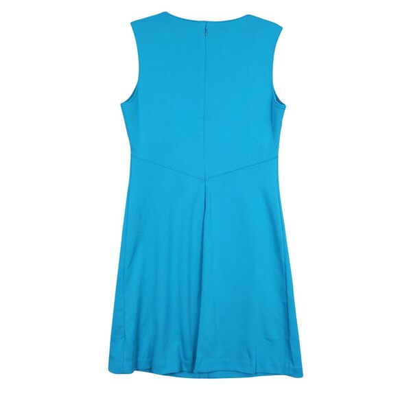 NWT CATHERINE MALANDRINO MCD60190 Turquoise Blue Split Neck Sheath Dress SIZE 10 - Picture 2 of 11